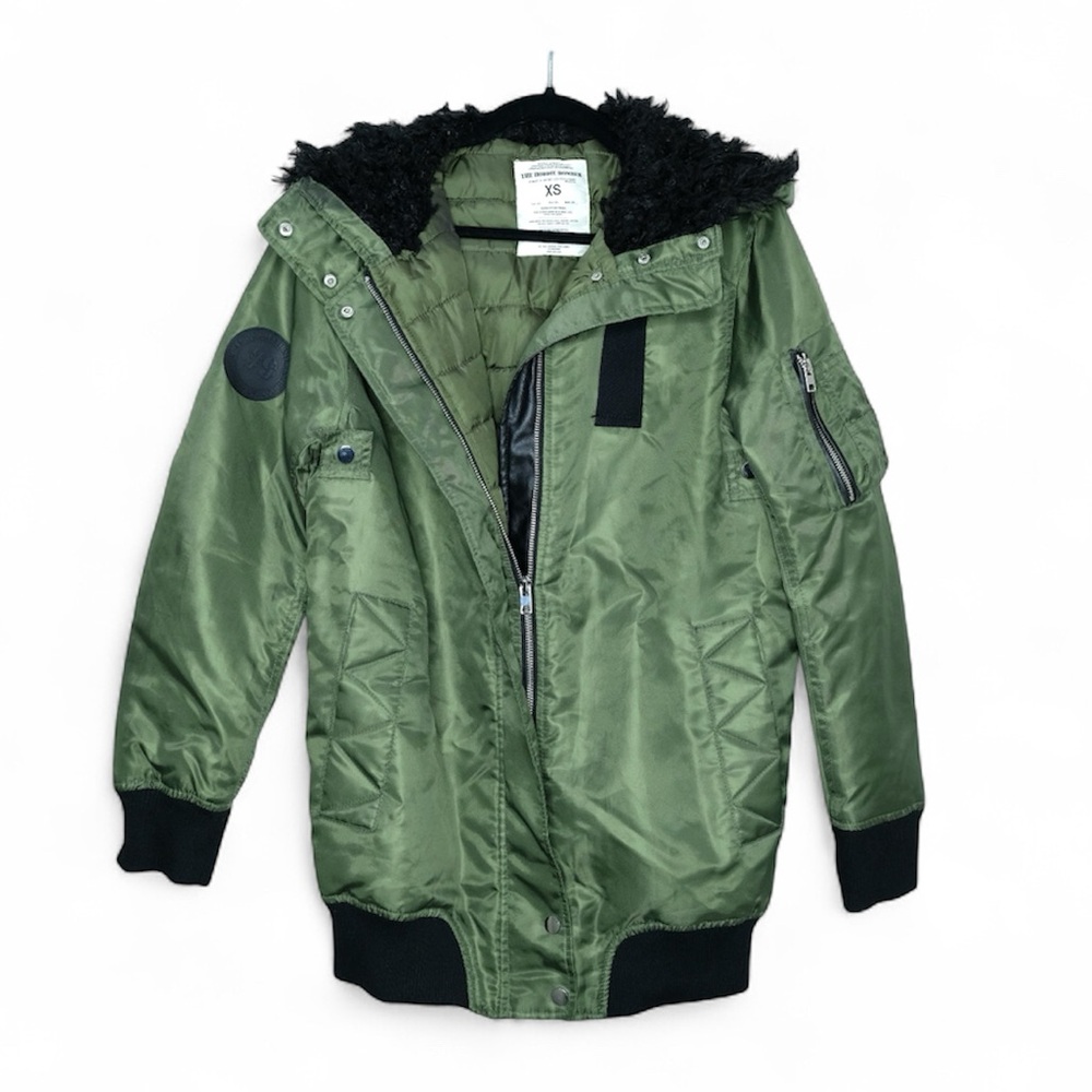 Zara Green Bomber Jacket with Black Accents